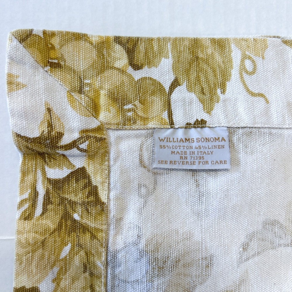 Williams Sonoma Tablecloth 56" X 72" Linen & Cotton Yellow Grapes French Country - Picture 5 of 8